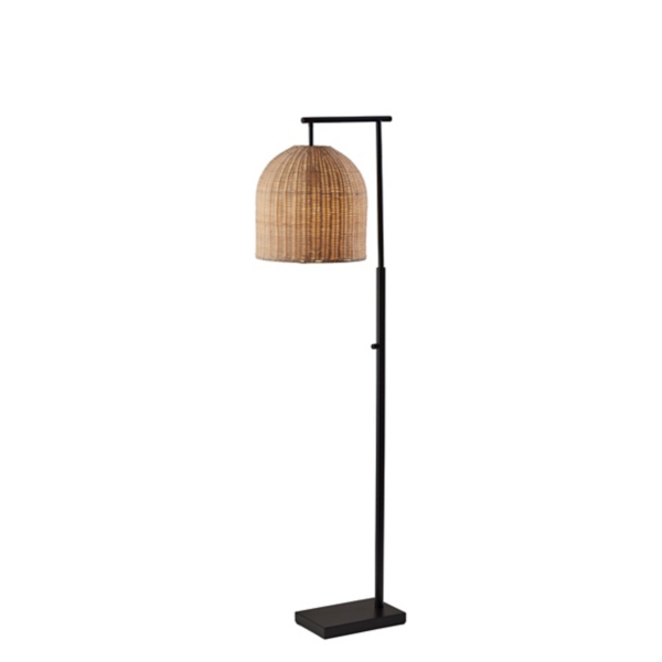 Floor lamp with wicker clearance shade