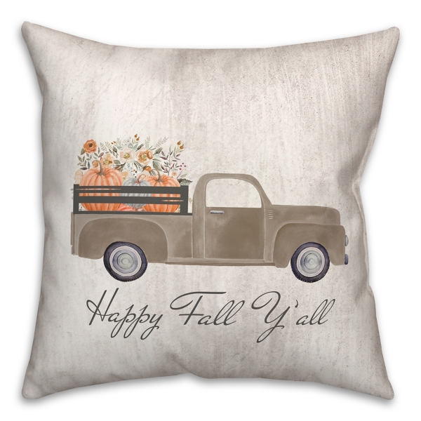 Happy Harvest Vintage Pickup Truck Throw Pillow