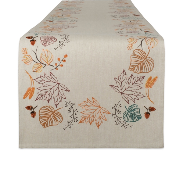 Embroidered Autumn Leaves Table Runner, 108 in. Kirklands Home