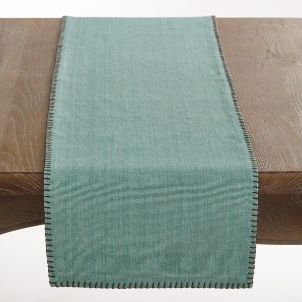Blue Overcast Stitch Cotton Table Runner Kirklands Home