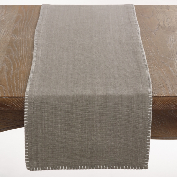 Gray Overcast Stitch Cotton Table Runner Kirklands Home