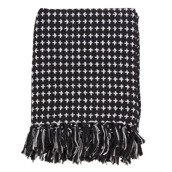 Black and White Stitched Cotton Throw