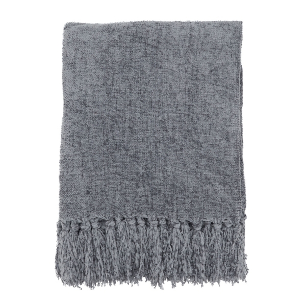 Gray Chenille Throw with Fringe Kirklands Home