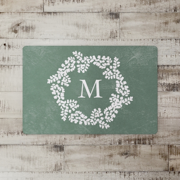 Personalized Sage Fern Monogram Kitchen Mat Kirklands Home