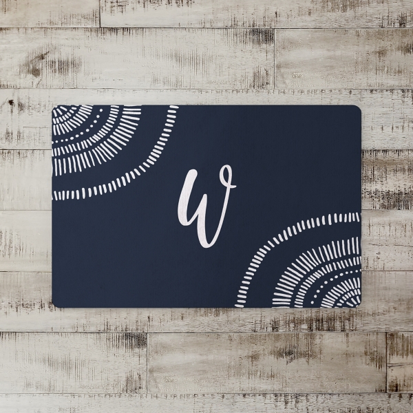 Personalized Navy Whimsical Monogram Kitchen Mat Kirklands Home