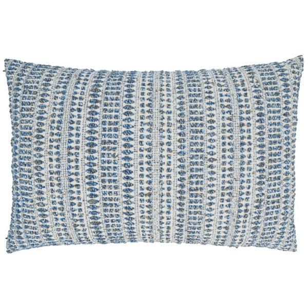 Blue Woven Line Cotton Lumbar Pillow