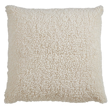 Soft Fluffy Sherpa Throw Pillow Decorative Cushion, Beige, 18 x 18