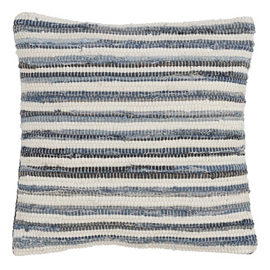 Navy Handstitched Stripes Throw Pillow