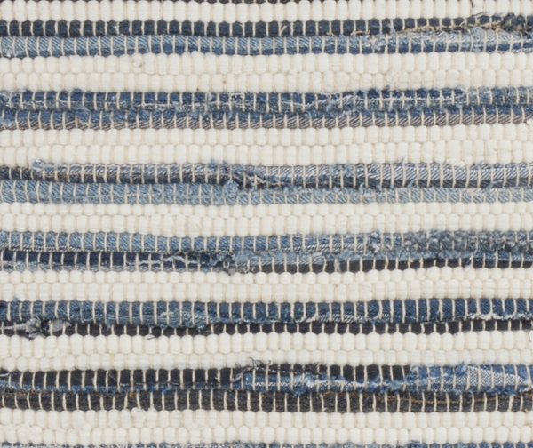Blue Striped Textured Denim Pillow