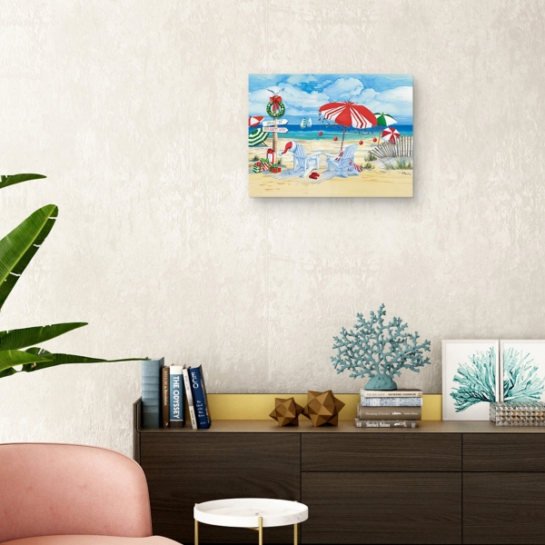 Holiday Beach Signs Coastal Christmas Canvas Print