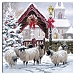 Snowy Sheep Christmas Canvas Art Print