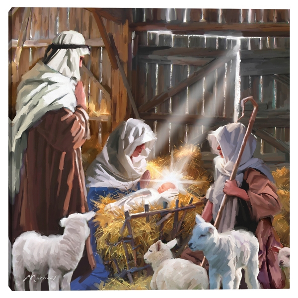 In The Manger Christmas Canvas Art Print | Kirklands Home