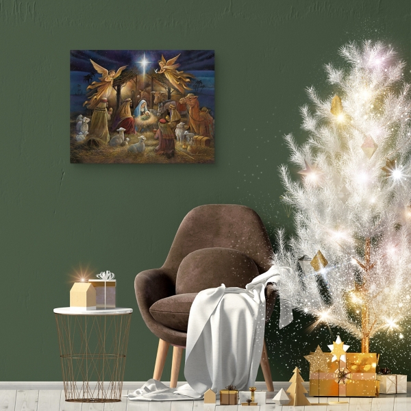 Nativity Angels Christmas Canvas Art Print