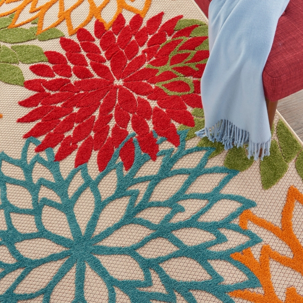 Bright Floral Burst Outdoor Area Rug