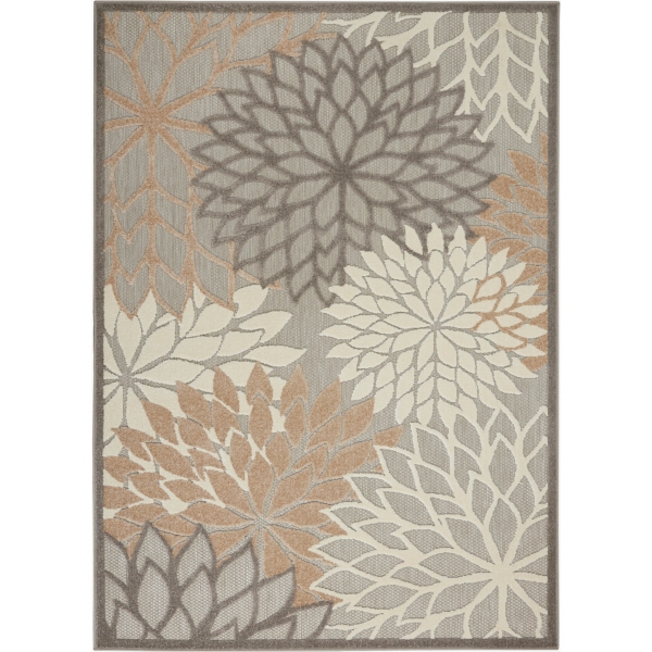 Neutral Floral Burst Outdoor Area Rug, 5x7 | Kirklands Home