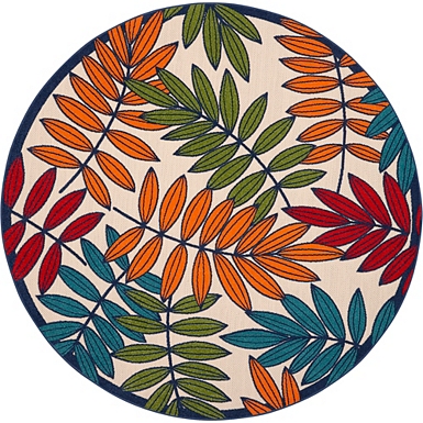Bright Branches Round Outdoor Area Rug, 8 Round Outdoor Area Rugs
