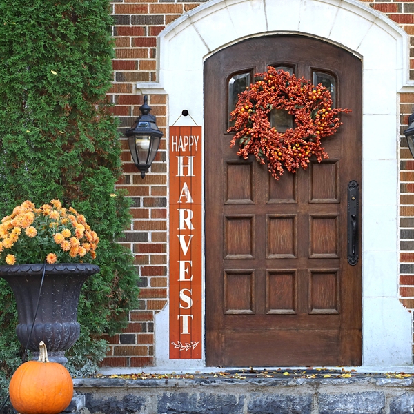 Orange Happy Harvest Porch Board, 10 in.