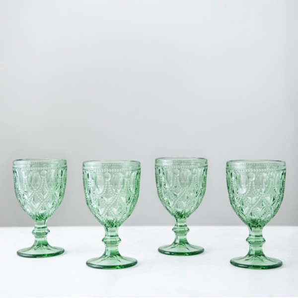 Greenline Goods Gray Goblet Glasses - Set Of 4 (10 oz) Vintage