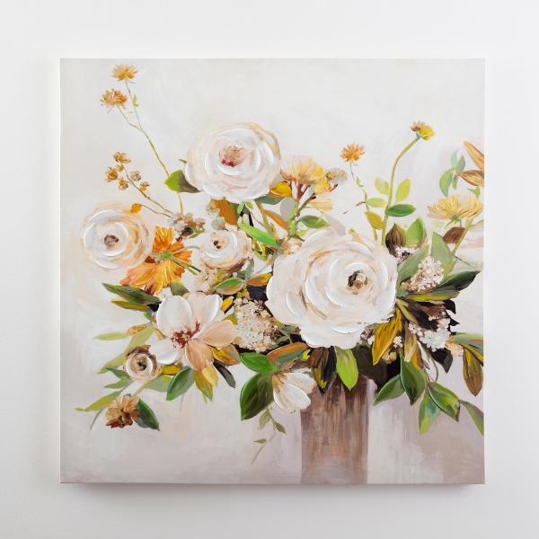 White Springtime Floral Canvas Art Print