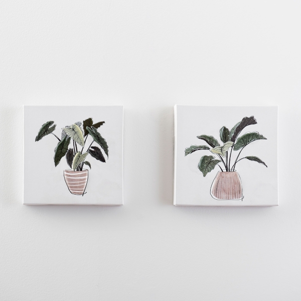 House Plants in Vase Canvas Art Prints, Set of 2