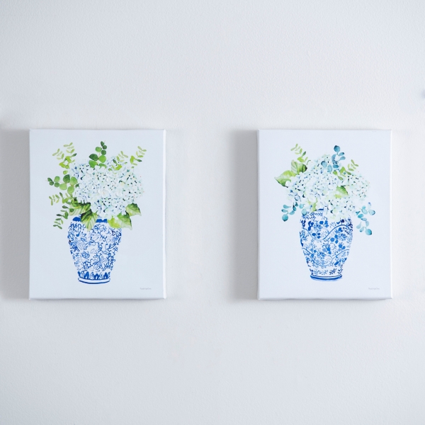 Hydrangea in Vases Canvas Art Prints, Set of 2