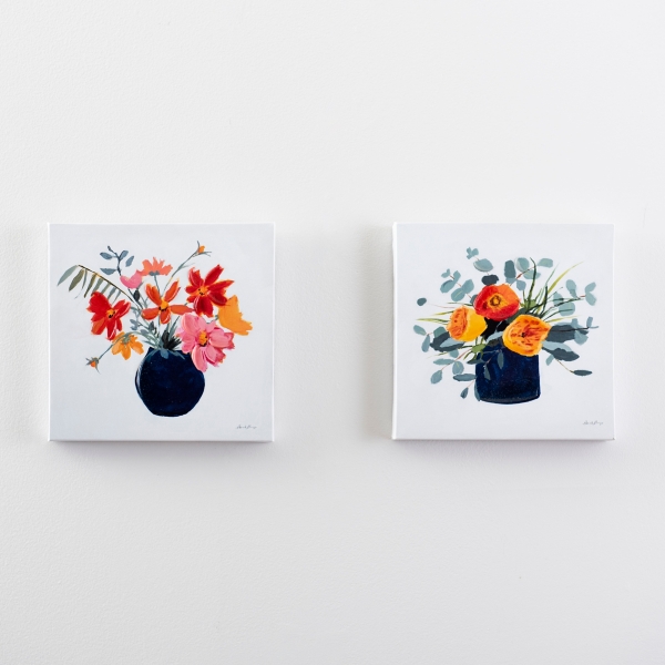 Springtime Floral Canvas Art Prints, Set of 2