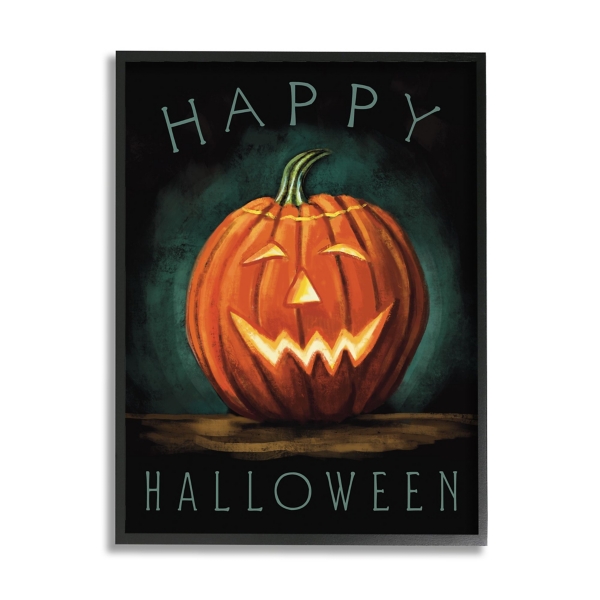 Glowing Happy Jack-O-Lantern Canvas Wall Art | Kirklands Home