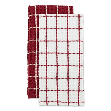 NEW BUFFALO CHECK Dish Towels 2 pc Black Red Kitchen Cotton Tea