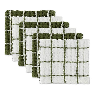 Set of 2 Windowpane Kitchen Towels, Sage, Green, Cotton Sold by at Home