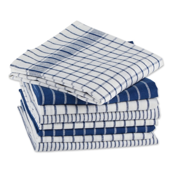 Nautical Blue Basic Assorted Dishtowels, Set of 8