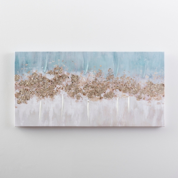 Gold Teal Abstract Canvas Wall Art