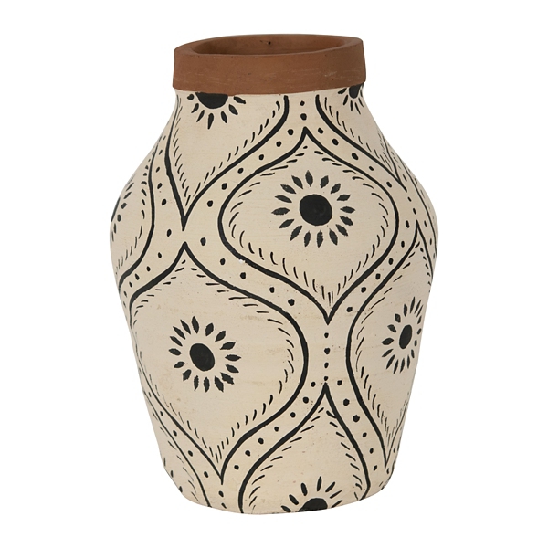 Green and White Floral Terracotta Vase Kirklands Home