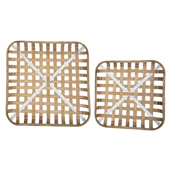 White Stripe Woven 2pc. Tobacco Basket Set Kirklands Home