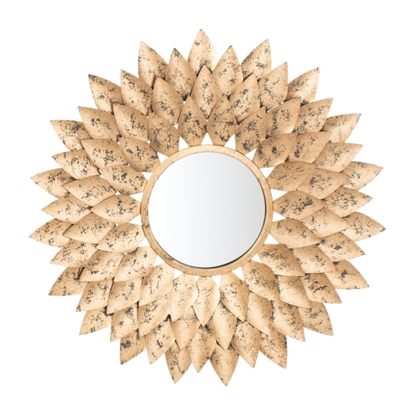 Gold Sunburst Leaves Round Frame Mirror Kirklands Home