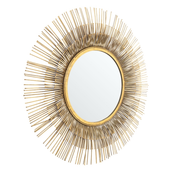 Gold Layered Burst Frame Round Wall Mirror