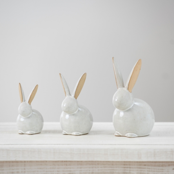Ceramic Bunny Figurines, Set of 3