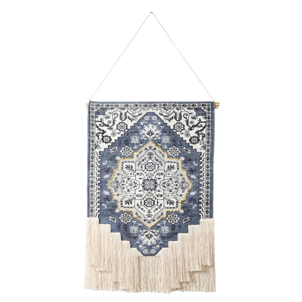 Navy Floral Medallion Woven Macrame Wall Hanging Kirklands Home