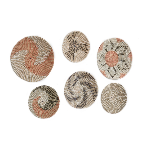 Multi Seagrass Round 6-pc. Wall Plaque Set