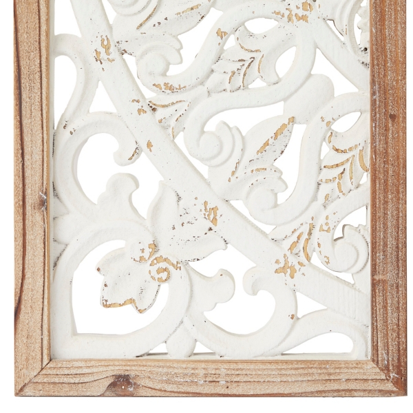 Distressed White Floral Wall Plaques, Set of 3