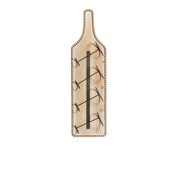 Brown Wood Bottle Frame Metal Bracket Wine Holder