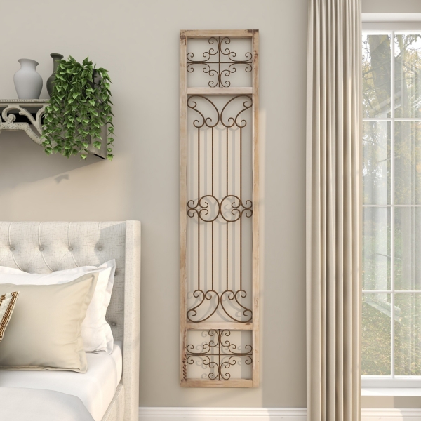 Gray Angelic Scrollwork Panel Wall Plaque