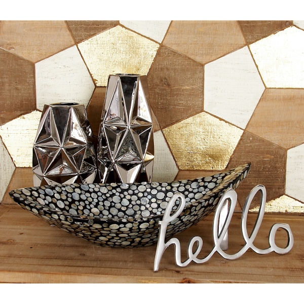 Gray and Beige Mussel Shell Mother of Pearl Tray