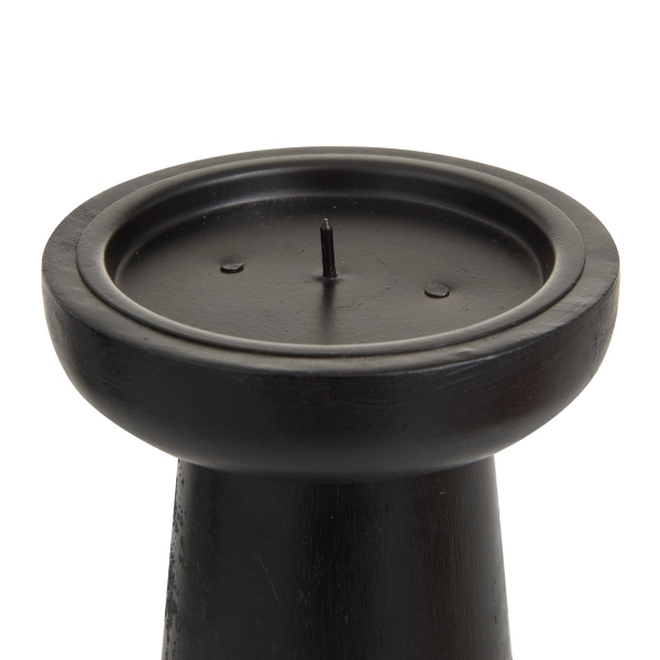 Matte Black Wood T-Shape Candle Holders, Set of 3