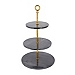 Black Marble Stone Gold Frame 3-Tier Stand