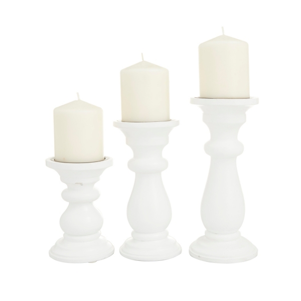 White Chunky 3pc. Pillar Candle Holder Set Kirklands Home