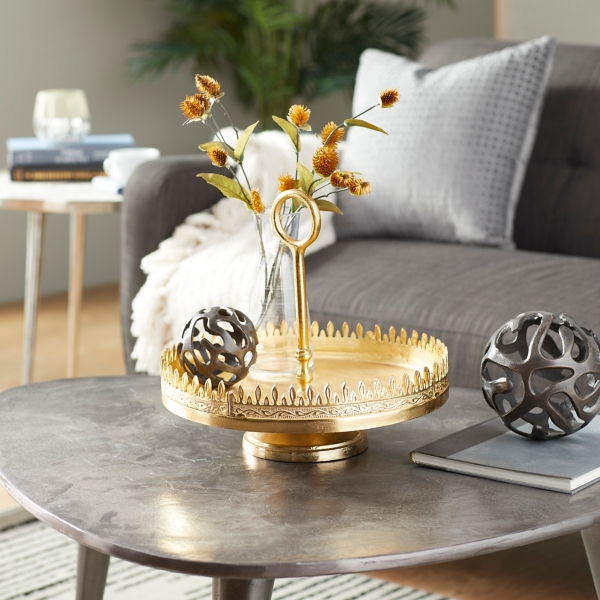 Gold Crown Circular Metal Tray Stand