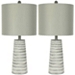 Abstract Gray Ribbed Stripes Table Lamps, Set of 2