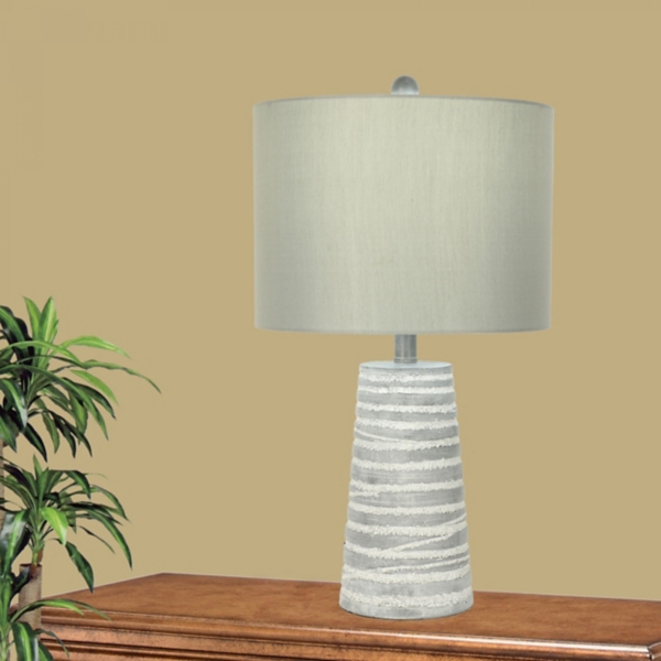 Abstract Gray Ribbed Stripes Table Lamps, Set of 2