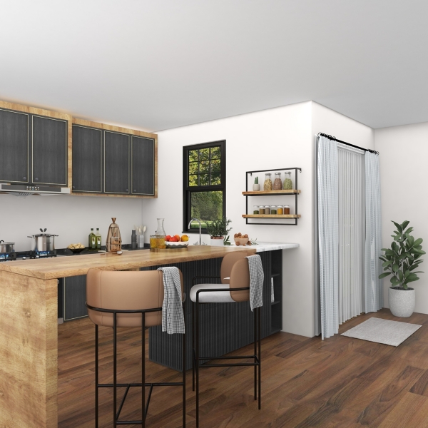 Brown Wood Black Metal Frame Wall Shelves