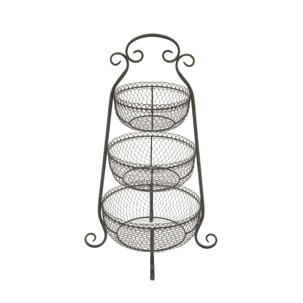 Black Metal 3-tier Mesh Basket Stand 